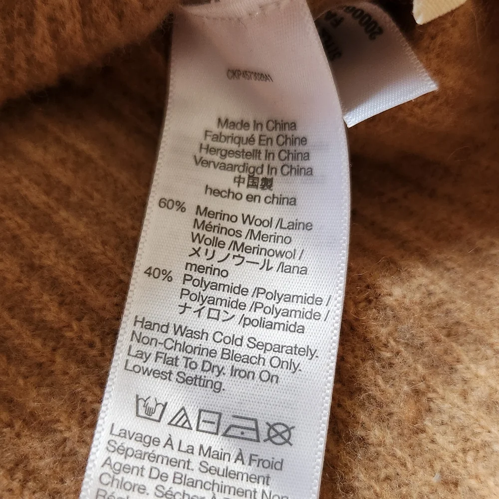 Madewell "Glenbrook Half-Zip Pullover Sweater" Heather Saddle Tan Women's Size M - Picture 10 of 12